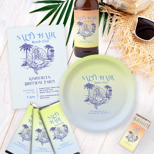 Coastal Yellow Cowgirl Mermaid Birthday Party  Classic Round Sticker