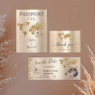Wedding Destination Passport World Map Dominican Invitation