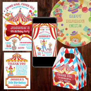 Carnival circus party personalized name favor boxes