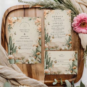 Boho Desert Mountain Cactus Wedding Invitation