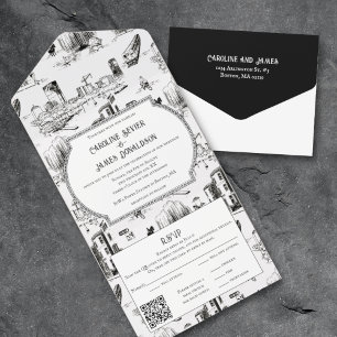Boston Toile Wedding Invitation