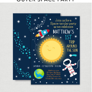 Two The Moon Space Birthday Invitation