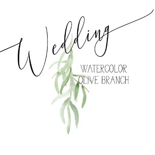 Watercolor Olive Branch Wedding Invitation