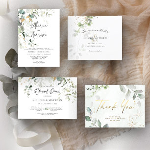 Rustic Eucalyptus Greenery Wedding All In One Invitation