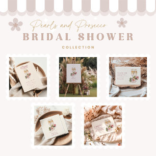 Champagne Flutes & Pearls Bridal Shower Enclosure Card