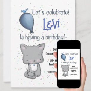 Cute Puppy, 2nd Birthday Invitation, Customizable Invitation