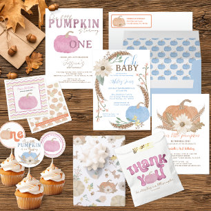 Retro Pumpkin 1st Birthday Invite