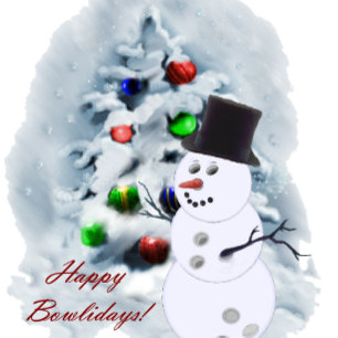 Bowling Ball Snowman Christmas Card