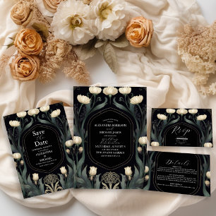 Decorative European Floral Art Nouveau Wedding Save The Date