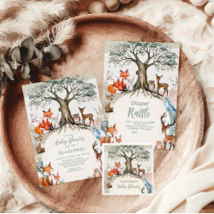 Woodland Forest Animals Baby Shower Invitation