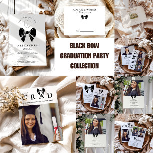 Black Bow Graduation Party  Invitation