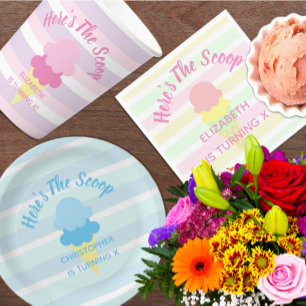 Here's The Scoop Ice Cream Summer Boy Birthday Paper Plates