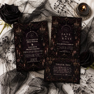 Romantic Whimsy Goth Wedding Thank You Card