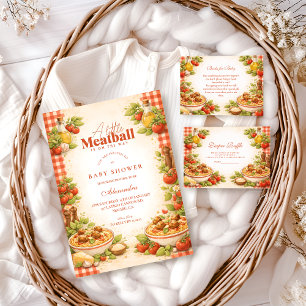 Rustic Red Gingham Little Meatball Baby Shower Invitation