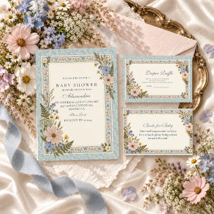 Pressed Flower Baby Shower Books for Baby Enclosure Card