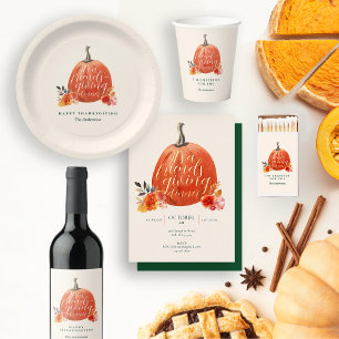 Fall Orange Friendsgiving Watercolor Pumpkin Acrylic Invitations