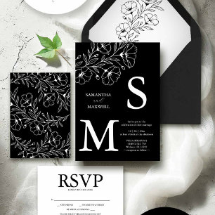 Black and White Floral A7 Envelope Liner