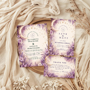 Enchanted Purple Celestial Wedding Thank You Card