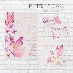 Butterfly Kisses Baby Shower   Purple Activity  Paper Pad