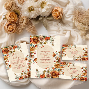 Rust Terracotta Flowers Bridal Shower Napkins