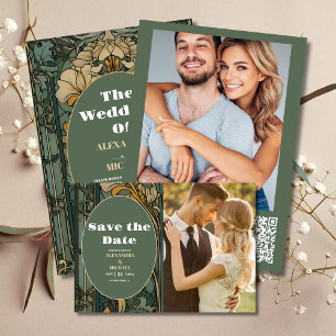 Vintage Floral Art Nouveau Wedding Save The Date