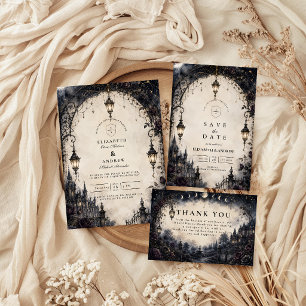 Moody Gothic Celestial Wedding Thank You Card