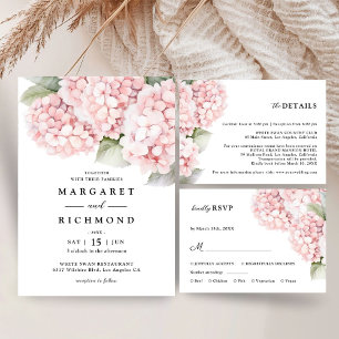 Blush Pink Hydrangea Wedding Save The Date Invitation