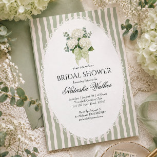 Sage Green Vintage Floral Bow Simple Bridal Shower Square Paper Coaster