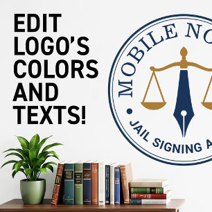 Custom Mobile Notary Legal Signing Navy Gold QR Thank You Card