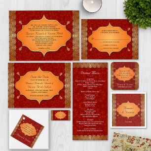 Gilded Edge Indian Frame Wedding Invitation