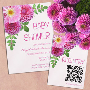 Pink Purple Dahlia Girl Baby Shower Invitation