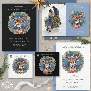 Winter Solstice Holiday Deer Yule Christmas Photo Card