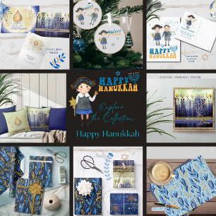 Light Candles Happy Hanukkah watercolor Card