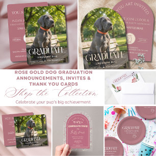 Dog Graduation Party Invite Pet Photos Rose Gold