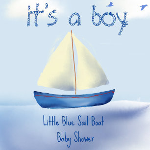 Little Blue Sail Boat Baby Shower Favor Tags