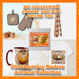 Modern Thanksgiving Pumpkin Autumn Collection Neck Tie