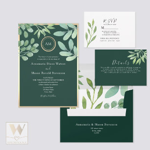 Emerald Green Botanical Wedding Menu