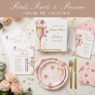 Petals, Pearls & Prosecco Bridal Shower Invitation Napkins