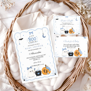 Little Boo Is Almost Due Blue Halloween Baby Showe Napkins