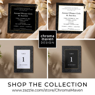 Elegant Black Gold Botanical Table Number