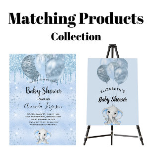 Budget Baby Shower light blue metal glitter boy