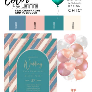 Color Palette Teal Champagne Rose Gold Wedding 