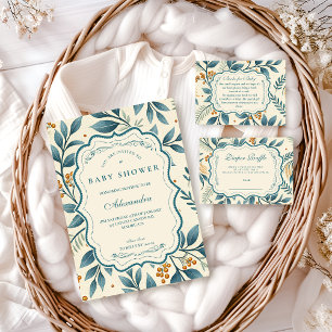 Teal Cottage Floral Baby Shower Napkins