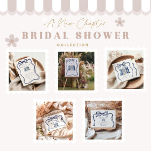 A New Chapter Blue Bow Bridal Shower Napkins
