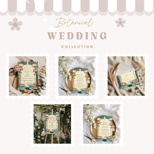 Art Nouveau Lotus Floral Wedding Thank You Card