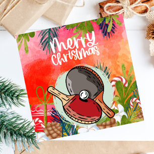 Ping Pong Paddle  Christmas Greeting Card