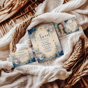 Celestial Floral Art Nouveau Sweet Sixteen Thank You Card