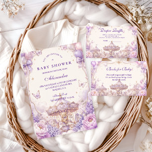 Enchanted Purple Teddy Bear Baby Shower Napkins