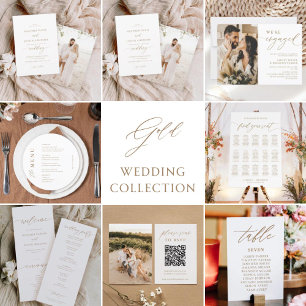 Gold Rustic Elegant Calligraphy Wedding Invitation