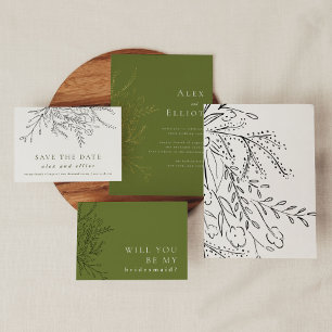 Elegant Floral Bouquet Wedding Foil Invitation